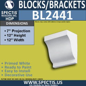BL2441 Eave Block or Bracket 12"W x 12"H x 7" P