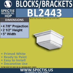 BL2443 Eave Block or Bracket 5"W x 2.5"H x 4.75" P