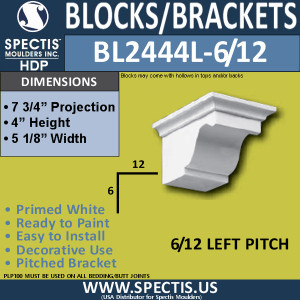BL2444L-6/12 Pitch Eave Block 5"W x 4"H x 8" P