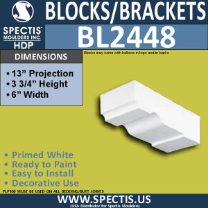 BL2448 Eave Block or Bracket 6"W x 3.75"H x 13" P
