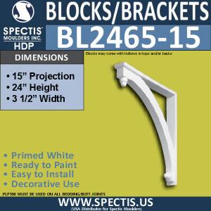 BL2465-15 Eave Block or Bracket 3.5"W x 24"H x 15" P