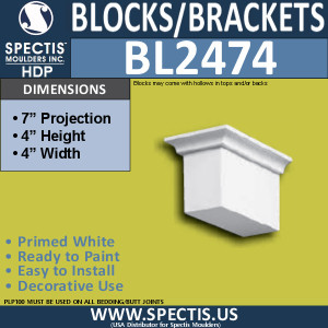 BL2474 Eave Block or Bracket 4"W x 4"H x 7" P