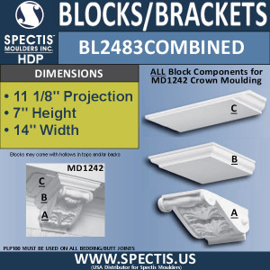 BL2483 Combined Eave Block or Bracket 14"W x 7"H x 11" P