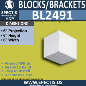 BL2491 Eave Block or Bracket 6"W x 6"H x 6" P