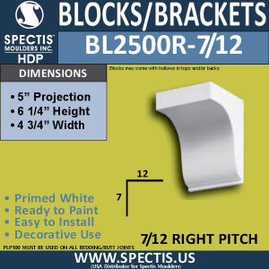 BL2500R-7/12 Pitch Eave Bracket 4.75"W x 6.25"H x 5" P