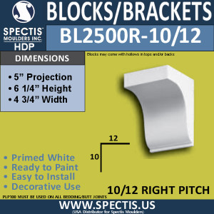 BL2500R-10/12 Pitch Eave Bracket 4.75"W x 6.25"H x 5" P