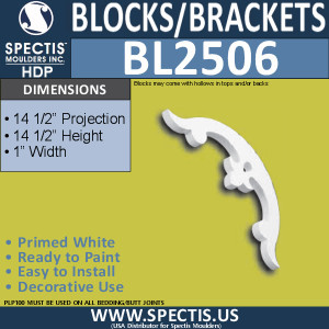 BL2506 Eave Block or Bracket 1"W x 14.5"H x 14.5" P