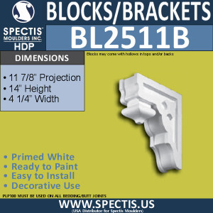 BL2511B Eave Block or Bracket 4"W x 14"H x 12" P