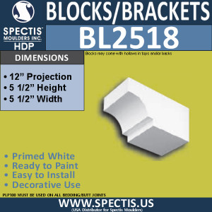 BL2518 Eave Block or Bracket 5.5"W x 5.5"H x 12" P