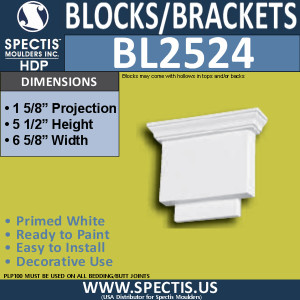 BL2524 Eave Block or Bracket 6.5"W x 5.5"H x 2" P