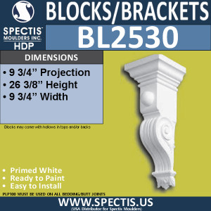 BL2530 Eave Block or Bracket 9.75"W x 26"H x 9.75" P