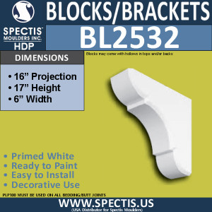 BL2532 Eave Block or Bracket 6"W x 17"H x 16" P