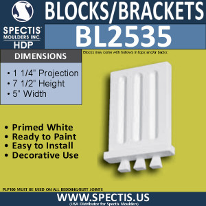 BL2535 Eave Block or Bracket 5"W x 7.5"H x 1.25" P