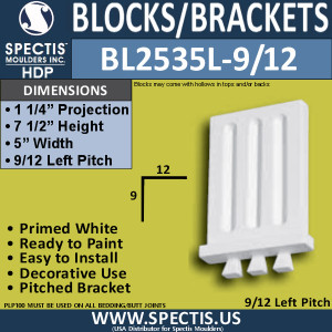 BL2535L-9/12 Pitch Eave Bracket 5"W x 7.5"H x 1.25" P