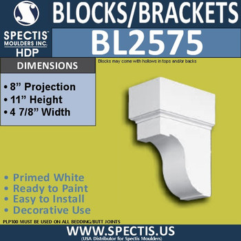 BL2575 Eave Block or Bracket 5"W x 11"H x 8" P