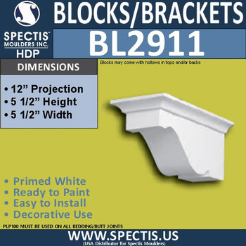 BL2911 Eave Block or Bracket 5.5"W x 5.5"H x 12" P