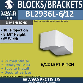 BL2936L-6/12 Pitch Eave Block or Bracket 6"W x 5.2"H x 10" P