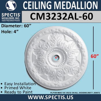CM3232AL-60 Decorative Ceiling Medallion 4" Hole x 60" Round