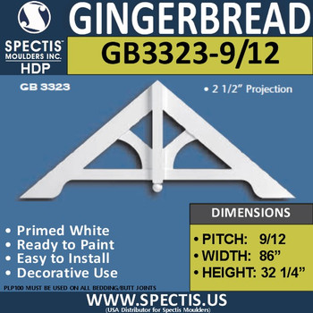 GB3323-9-12 Gingerbread Gable Trim 86"W x 32 1/2"H