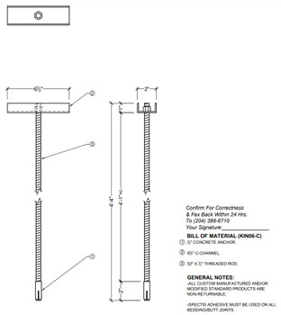 Newel Post Anchor Hardware Kit for Concrete Applications KIN 06-C