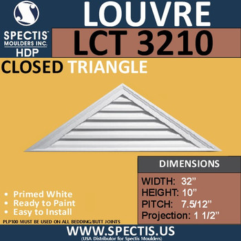 LCT3210 Triangle Gable Louver Vent - Closed - 32 x 10