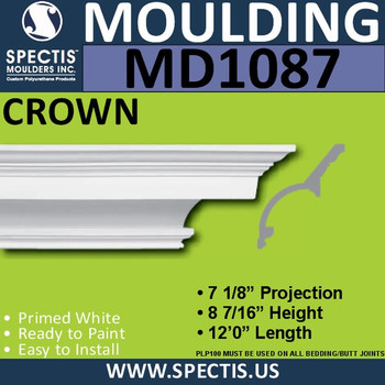 MD1087 Spectis Crown Molding Trim 7 1/8"P x 8 7/16"H x 144"L
