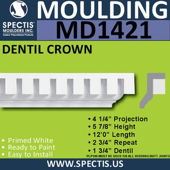 MD1421 Spectis Molding Dentil Trim 4 1/4"P x 5 7/8"H x 144"L