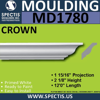 MD1780 Spectis Crown Molding Trim 1 15/16"P x 2 1/8"H x 144"L
