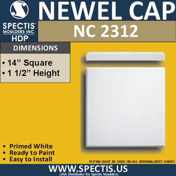 NC2312 Urethane Newel Cap 14" W x 1.5" H