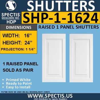 SHP-1 1624 1 Raised Panel Exterior Shutters 16 inch x 24 inch