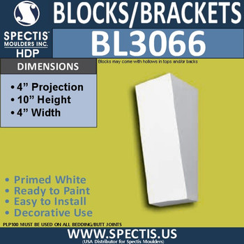 BL3066 Eave Block or Bracket 4"W x 4"H x 10" P