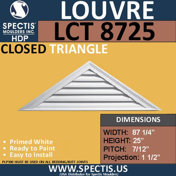 LCT8725 Triangle Gable Louver Vent - Closed - 87 1/4 x 25