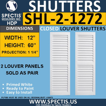 SHL-2 1272 2 Panel Closed Louver Shutters 12 x 72