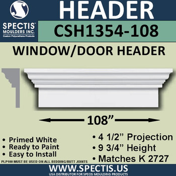 CSH1354-108 Crosshead for Window/Door 4.5"P x 9.75"H x 108"W CSH1354-108 Crosshead for Window/Door 4.5"P x 9.75"H x 108"W
