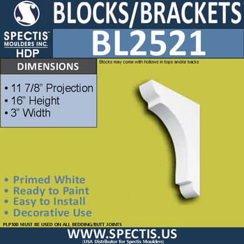BL2521 Eave Block or Bracket 3"W x 16"H x 12" P