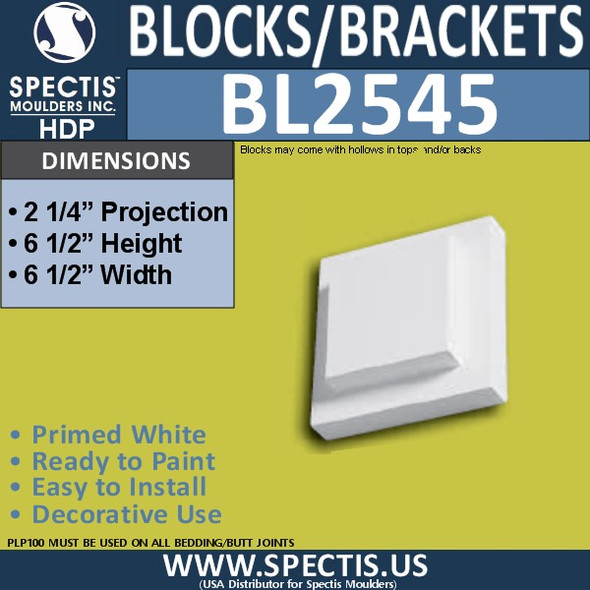 BL2545 Eave Block or Bracket 6.5"W x 6.5"H x 2.25" P