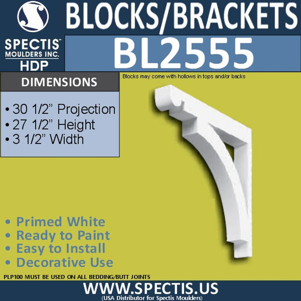 BL2555 Eave Block or Bracket 3.5"W x 27.5"H x 30.5" P