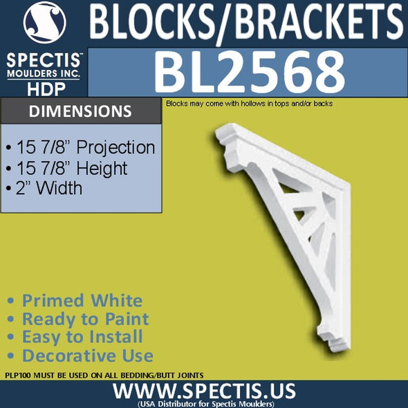 BL2568 Eave Block or Bracket 2"W x 16"H x 16" P