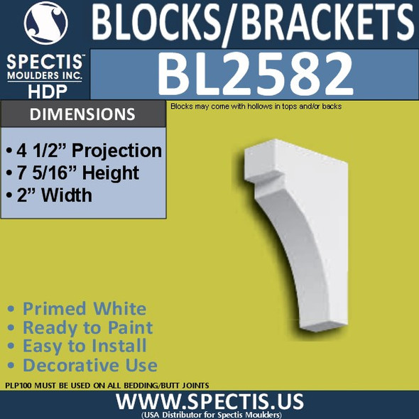 BL2582 Eave Block or Bracket 2"W x 7"H x 4.5" P