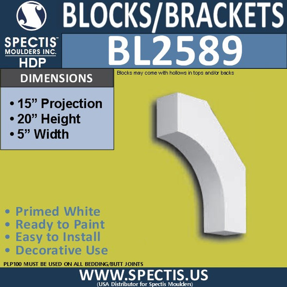 BL2589 Eave Block or Bracket 5"W x 20"H x 15" P
