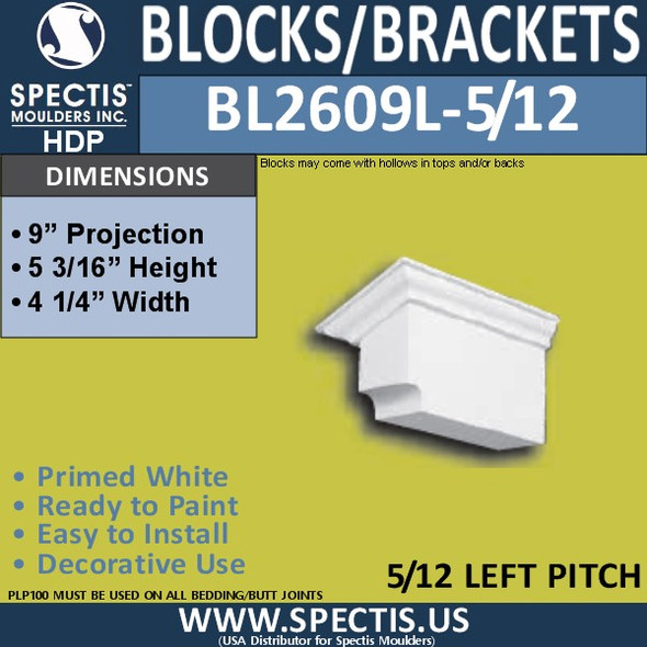 BL2609L-5/12 Pitch Block or Bracket 4"W x 5"H x 9" P