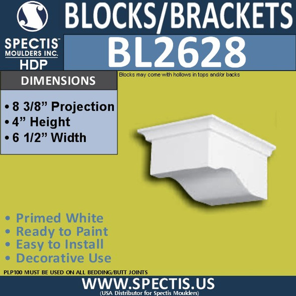 BL2628 Eave Block or Bracket 6.5"W x 4"H x 8.4" P