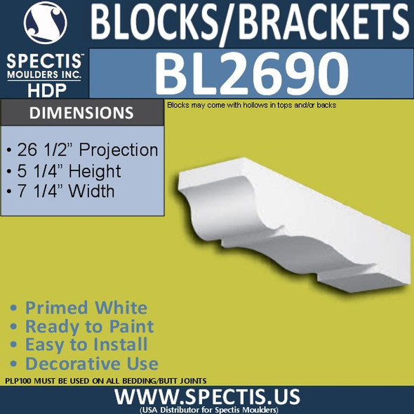 BL2690 Eave Block or Bracket 7.25"W x 5.25"H x 26.5" P
