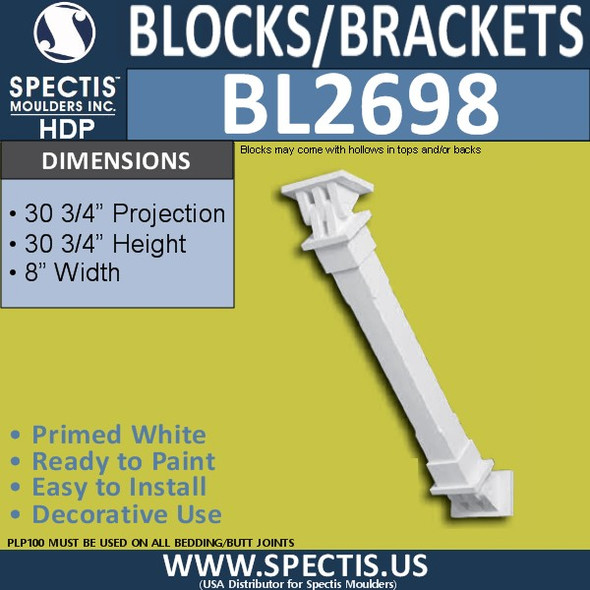 BL2698 Eave Block or Bracket 8"W x 30.75"H x 30.75" P