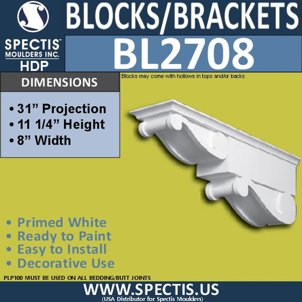 BL2708 Eave Block or Bracket 6"W x 4"H x 4" P