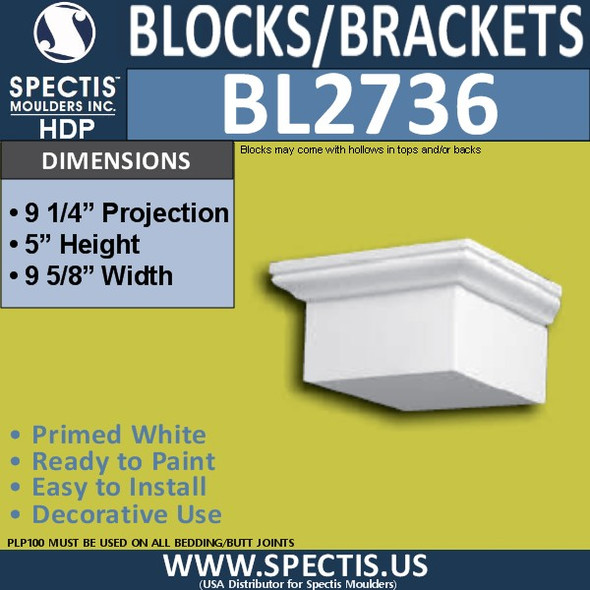 BL2736 Eave Block or Bracket 9.5"W x 5"H x 9.5" P