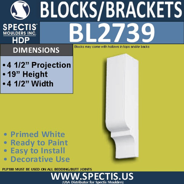 BL2739 Eave Block or Bracket 4.5"W x 19"H x 4.5" P