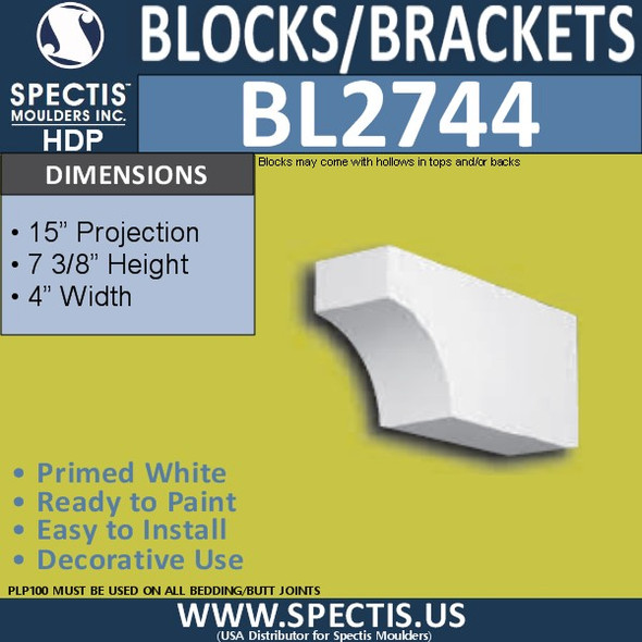 BL2744 Eave Block or Bracket 7.25"W x 4.25"H x 15" P