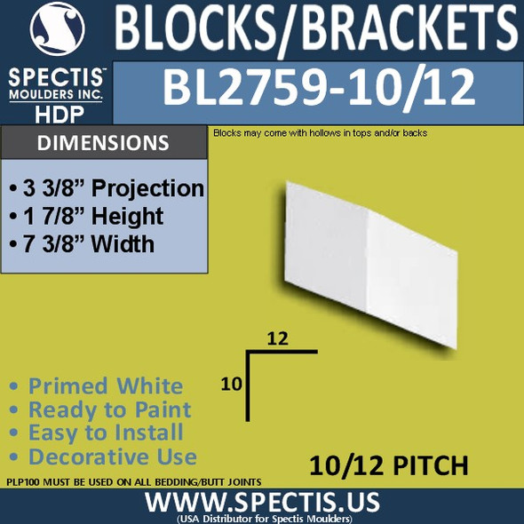 BL2759-10/12 Pitch Eave Bracket 7.29"W x 1.7"H x 3.4" P