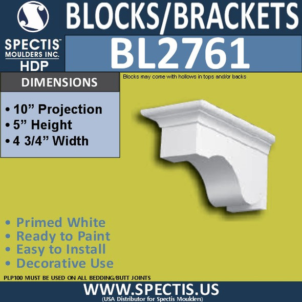 BL2761 Eave Block or Bracket 4.75"W x 5"H x 10" P